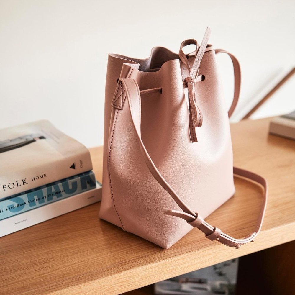 Kayla + Ava Bow Tie Bucket Bag - Dusty Rose - Picture 1 of 8